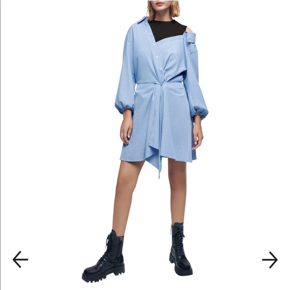 Maje Ritavi Asymmetric Layered Shirt Dress